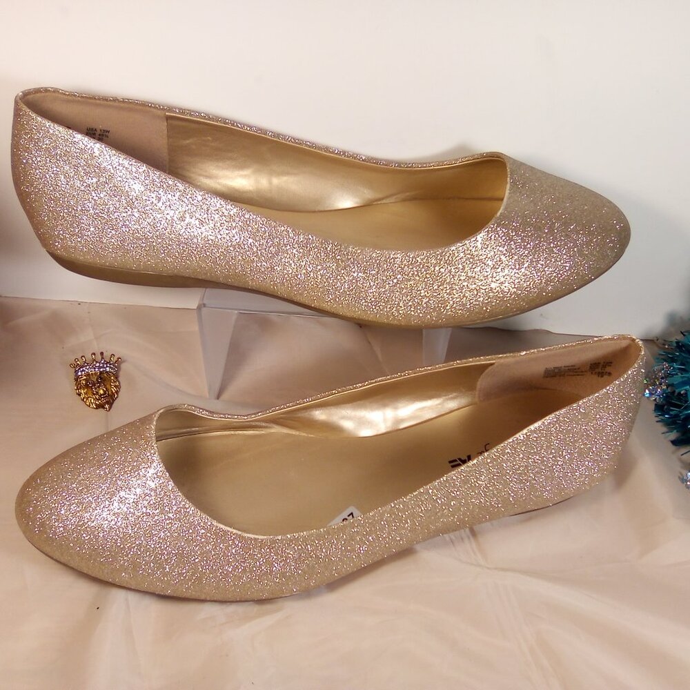 AMERICAN EAGLE GOLDEN SHIMMER FLATS SZ 13 FASHION FLAT LOAFER CASUAL SHOE